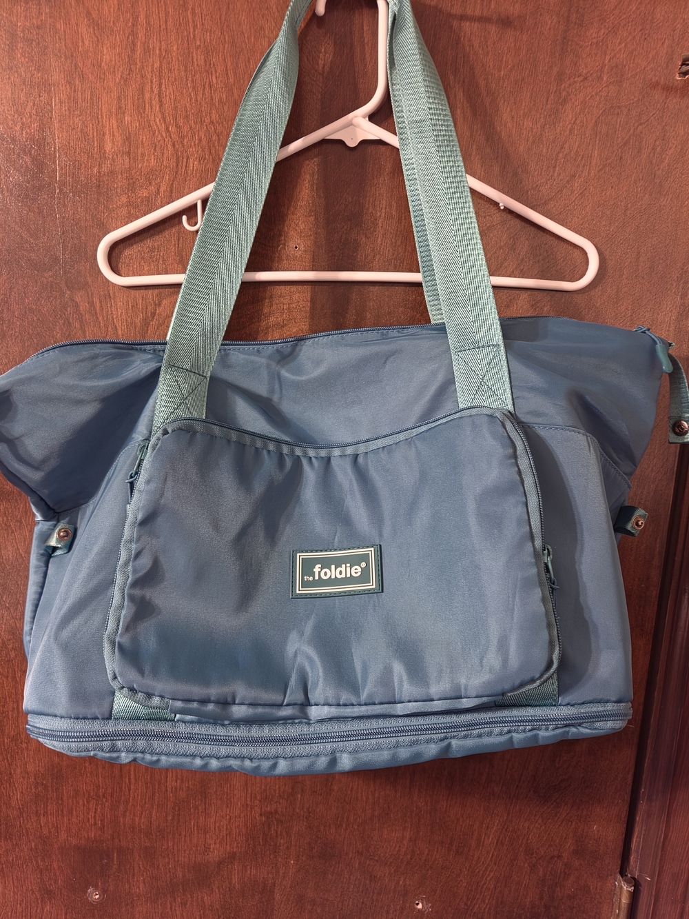 Foldie Teal Travel Tote Bag with Dual Straps